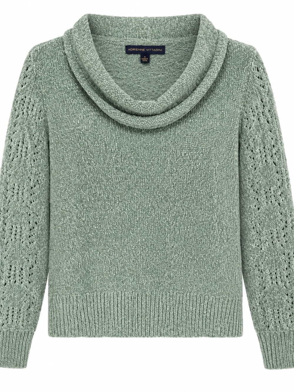 Adrienne Vittadini Sage Green Chenille Cowl Neck Sweater Size L